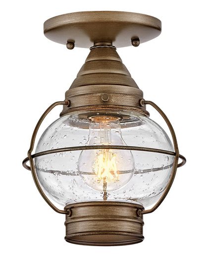 Cape Cod Flush Mount Ceiling Light by Hinkley – Lights: 1 Light (7.00"L x 7.00"W x 9.00"H) – Finish: Burnished Bronze with Clear Seedy Glass and Clear Seedy Shade – Hinkley-2203BU