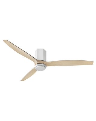 Buy matte-white-finish-with-natural-blades 3-Blades Facet Outdoor (Damp) Ceiling Fan with Light by Hinkley