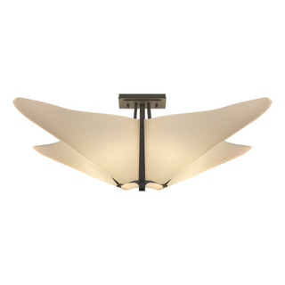 Buy natural-iron-with-spun-frost-sh-glass-and-natural-cream-shade Kirigami Semi-Flush Mount Ceiling Light by Hubbardton Forge
