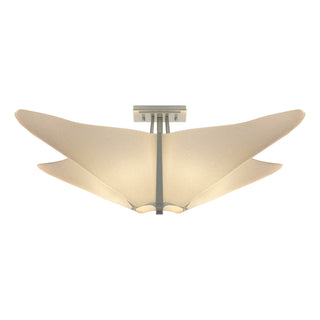 Buy vintage-platinum-with-spun-frost-sh-glass-and-natural-cream-shade Kirigami Semi-Flush Mount Ceiling Light by Hubbardton Forge