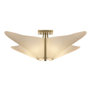 Buy modern-brass-with-spun-frost-sh-glass-and-natural-cream-shade Kirigami Semi-Flush Mount Ceiling Light by Hubbardton Forge