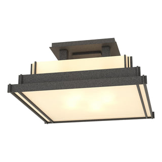 Buy natural-iron-with-white-art-glass-bb-glass-and-natural-cream-shade Steppe Semi-Flush Mount Ceiling Light by Hubbardton Forge