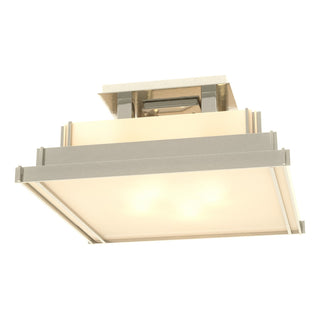 Buy sterling-with-white-art-glass-bb-glass-and-white-shade Steppe Semi-Flush Mount Ceiling Light by Hubbardton Forge