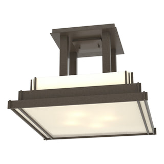 Buy coastal-dark-smoke-with-ivory-art-glass-cc-glass-and-white-shade Steppe Semi Flush Mount Light by Hubbardton Forge