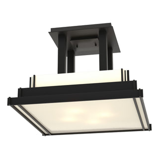 Buy black-with-ivory-art-glass-cc-glass-and-white-shade Steppe Semi-Flush Mount Ceiling Light by Hubbardton Forge