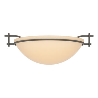 Buy dark-smoke-with-sand-glass-ss-glass-and-amber-brown-shade Moonband Flush Mount Ceiling Light by Hubbardton Forge