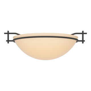 Buy black-with-sand-glass-ss-glass-and-amber-brown-shade Moonband Flush Mount Ceiling Light by Hubbardton Forge