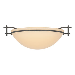 Buy natural-iron-with-sand-glass-ss-glass-and-amber-brown-shade Moonband Semi-Flush Mount Ceiling Light by Hubbardton Forge