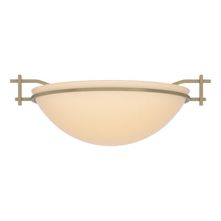Buy soft-gold-with-sand-glass-ss-glass-and-amber-brown-shade Moonband Flush Mount Ceiling Light by Hubbardton Forge