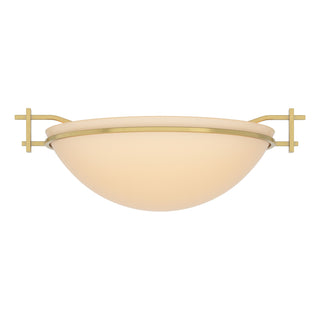 Buy modern-brass-with-sand-glass-ss-glass-and-amber-brown-shade Moonband Flush Mount Ceiling Light by Hubbardton Forge
