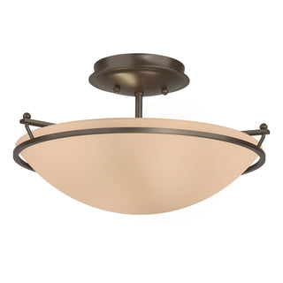 Buy bronze-with-sand-glass-ss-glass-and-amber-brown-shade Simple Lines Semi-Flush Mount Ceiling Light by Hubbardton Forge