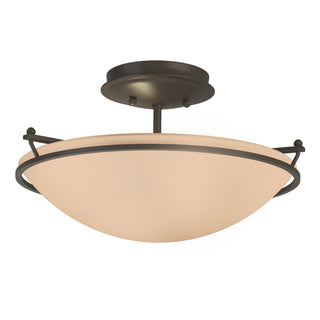 Buy dark-smoke-with-sand-glass-ss-glass-and-amber-brown-shade Simple Lines Semi-Flush Mount Ceiling Light by Hubbardton Forge