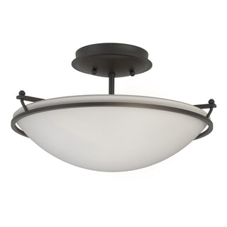 Buy black-with-opal-glass-gg-glass-and-white-shade Simple Lines Semi-Flush Mount Ceiling Light by Hubbardton Forge