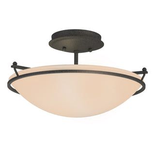 Buy natural-iron-with-sand-glass-ss-glass-and-amber-brown-shade Simple Lines Flush Mount Ceiling Light by Hubbardton Forge