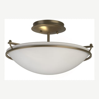 Buy soft-gold-with-opal-glass-gg-glass-and-white-shade Simple Lines Semi-Flush Mount Ceiling Light by Hubbardton Forge