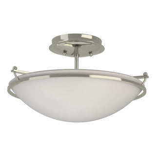 Buy sterling-with-opal-glass-gg-glass-and-white-shade Simple Lines Flush Mount Ceiling Light by Hubbardton Forge