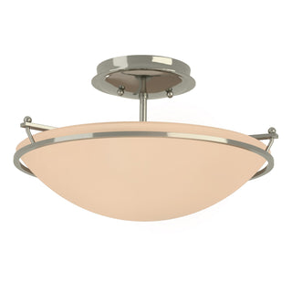 Buy sterling-with-sand-glass-ss-glass-and-natural-cream-shade Simple Lines Semi-Flush Mount Ceiling Light by Hubbardton Forge