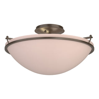 Buy bronze-with-sand-glass-ss-glass-and-natural-cream-shade Simple Lines Flush Mount Ceiling Light by Hubbardton Forge