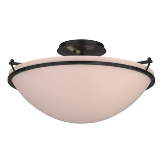 Buy black-with-sand-glass-ss-glass-and-natural-cream-shade Simple Lines Semi-Flush Mount Ceiling Light by Hubbardton Forge