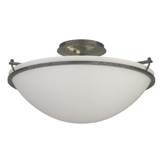 Buy natural-iron-with-opal-glass-gg-glass-and-white-shade Simple Lines Flush Mount Ceiling Light by Hubbardton Forge