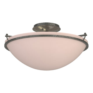 Buy natural-iron-with-sand-glass-ss-glass-and-natural-cream-shade Simple Lines Semi-Flush Mount Ceiling Light by Hubbardton Forge