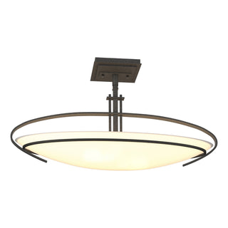 Buy natural-iron-with-opal-glass-gg-glass-and-white-shade Mackintosh Flush Mount Ceiling Light by Hubbardton Forge
