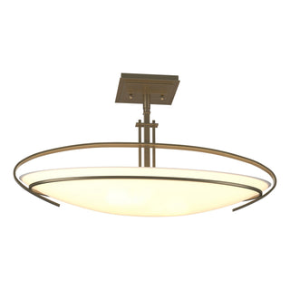Buy soft-gold-with-opal-glass-gg-glass-and-white-shade Mackintosh Semi-Flush Mount Ceiling Light by Hubbardton Forge