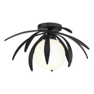 Buy black-with-opal-glass-gg-glass-and-white-shade Dahlia Semi Flush Mount Light by Hubbardton Forge