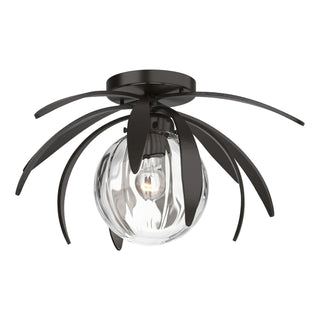Buy oil-rubbed-bronze-with-water-glass-ll-glass-and-clear-textured-shade Dahlia Flush Mount Ceiling Light by Hubbardton Forge