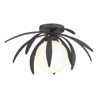 Buy natural-iron-with-opal-glass-gg-glass-and-white-shade Dahlia Semi-Flush Mount Ceiling Light by Hubbardton Forge
