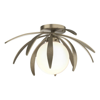 Buy soft-gold-with-opal-glass-gg-glass-and-white-shade Dahlia Semi-Flush Mount Ceiling Light by Hubbardton Forge