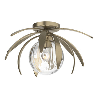 Buy soft-gold-with-water-glass-ll-glass-and-clear-textured-shade Dahlia Semi-Flush Mount Ceiling Light by Hubbardton Forge