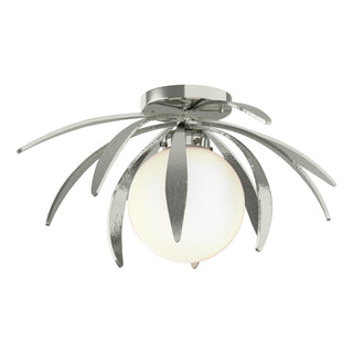 Buy sterling-with-opal-glass-gg-glass-and-white-shade Dahlia Semi-Flush Mount Ceiling Light by Hubbardton Forge