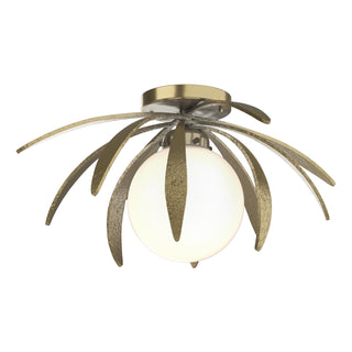 Buy modern-brass-with-opal-glass-gg-glass-and-white-shade Dahlia Flush Mount Light by Hubbardton Forge