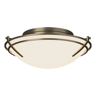 Buy soft-gold-with-opal-glass-gg-glass-and-white-shade Tryne Flush Mount Ceiling Light by Hubbardton Forge