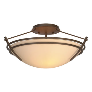 Buy bronze-with-sand-glass-ss-glass-and-amber-brown-shade Tryne Semi-Flush Mount Ceiling Light by Hubbardton Forge