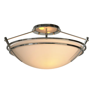 Buy sterling-with-sand-glass-ss-glass-and-amber-brown-shade Tryne Semi-Flush Mount Ceiling Light by Hubbardton Forge