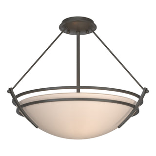 Buy dark-smoke-with-sand-glass-ss-glass-and-white-shade Tryne Semi-Flush Mount Ceiling Light by Hubbardton Forge