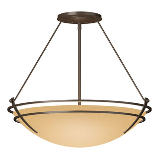 Buy bronze-with-sand-glass-ss-glass-and-natural-cream-shade Tryne Semi-Flush Mount Ceiling Light by Hubbardton Forge
