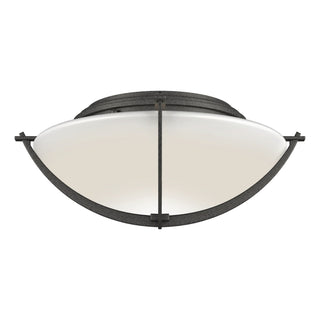 Buy natural-iron-with-opal-glass-gg-glass-and-white-shade Compass Flush Mount Ceiling Light by Hubbardton Forge