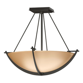 Buy dark-smoke-with-sand-glass-ss-glass-and-amber-brown-shade Compass Flush Mount Ceiling Light by Hubbardton Forge