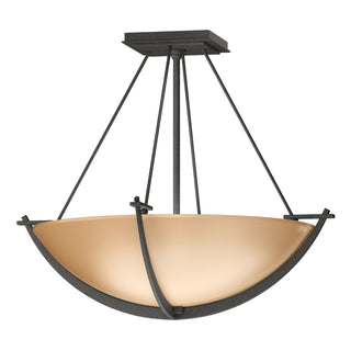 Buy natural-iron-with-sand-glass-ss-glass-and-amber-brown-shade Compass Flush Mount Ceiling Light by Hubbardton Forge