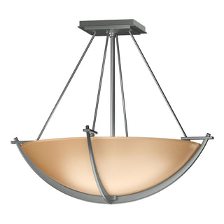 Buy vintage-platinum-with-sand-glass-ss-glass-and-amber-brown-shade Compass Flush Mount Ceiling Light by Hubbardton Forge