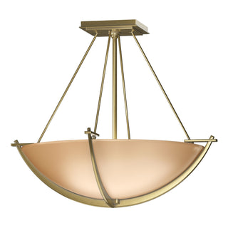 Buy modern-brass-with-sand-glass-ss-glass-and-amber-brown-shade Compass Semi-Flush Mount Ceiling Light by Hubbardton Forge