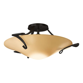 Buy oil-rubbed-bronze-with-sand-glass-ss-glass-and-amber-brown-shade Antasia Semi-Flush Mount Ceiling Light by Hubbardton Forge