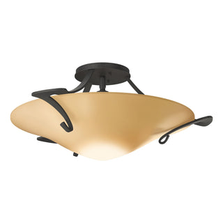 Buy natural-iron-with-sand-glass-ss-glass-and-amber-brown-shade Antasia Semi-Flush Mount Ceiling Light by Hubbardton Forge