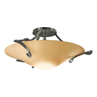 Buy sterling-with-sand-glass-ss-glass-and-amber-brown-shade Antasia Semi-Flush Mount Ceiling Light by Hubbardton Forge