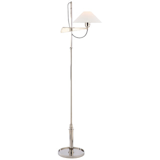 Buy polished-nickel-with-3-5-x-12-x-7-5-linen-glass-and-white-shade Hargett Floor Lamp by Visual Comfort Signature