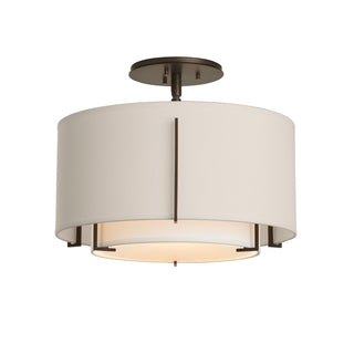 Buy oil-rubbed-bronze-with-natural-anna-inner-shade-flax-outer-shade-glass-and-natural-cream-shade Exos Flush Mount Ceiling Light by Hubbardton Forge