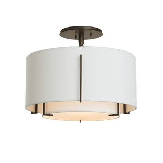 Buy oil-rubbed-bronze-with-natural-anna-inner-shade-natural-anna-outer-shade-glass-and-natural-cream-shade Exos Flush Mount Ceiling Light by Hubbardton Forge